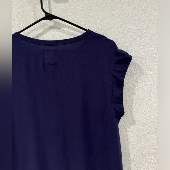 Chaser Navy Blue High Neckline Boxy Fit Slightly Cropped T-Shirt Top Size Medium - Picture 8 of 11